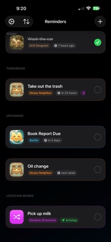 Moodie Reminders iPhone screenshot