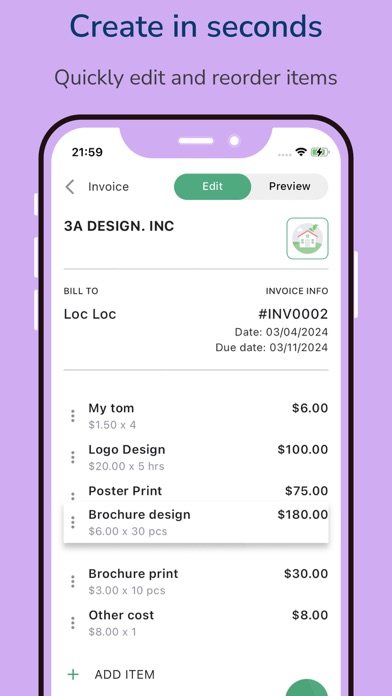 ezInvoice: Easy Invoice Maker Screenshot