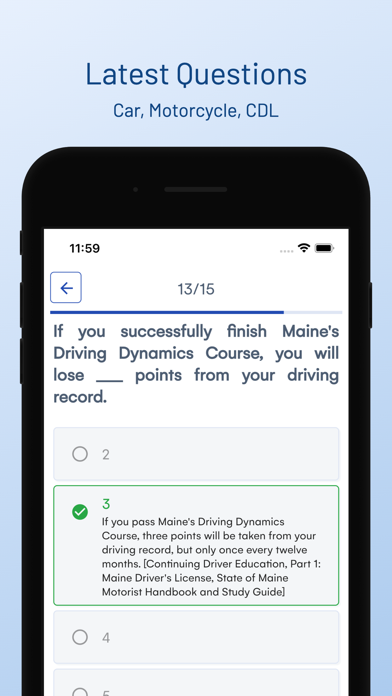 Maine DMV Drivers Permit Test Screenshot