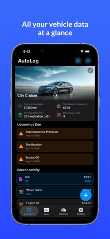 AutoLog: Car Maintenance Log iPhone screenshot