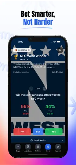Captura de pantalla de Polyswipe: Prediction Markets en iPhone 5