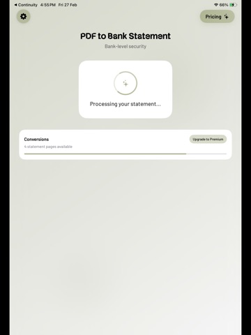 Bank Statement - PDF to XLS iPad screenshot