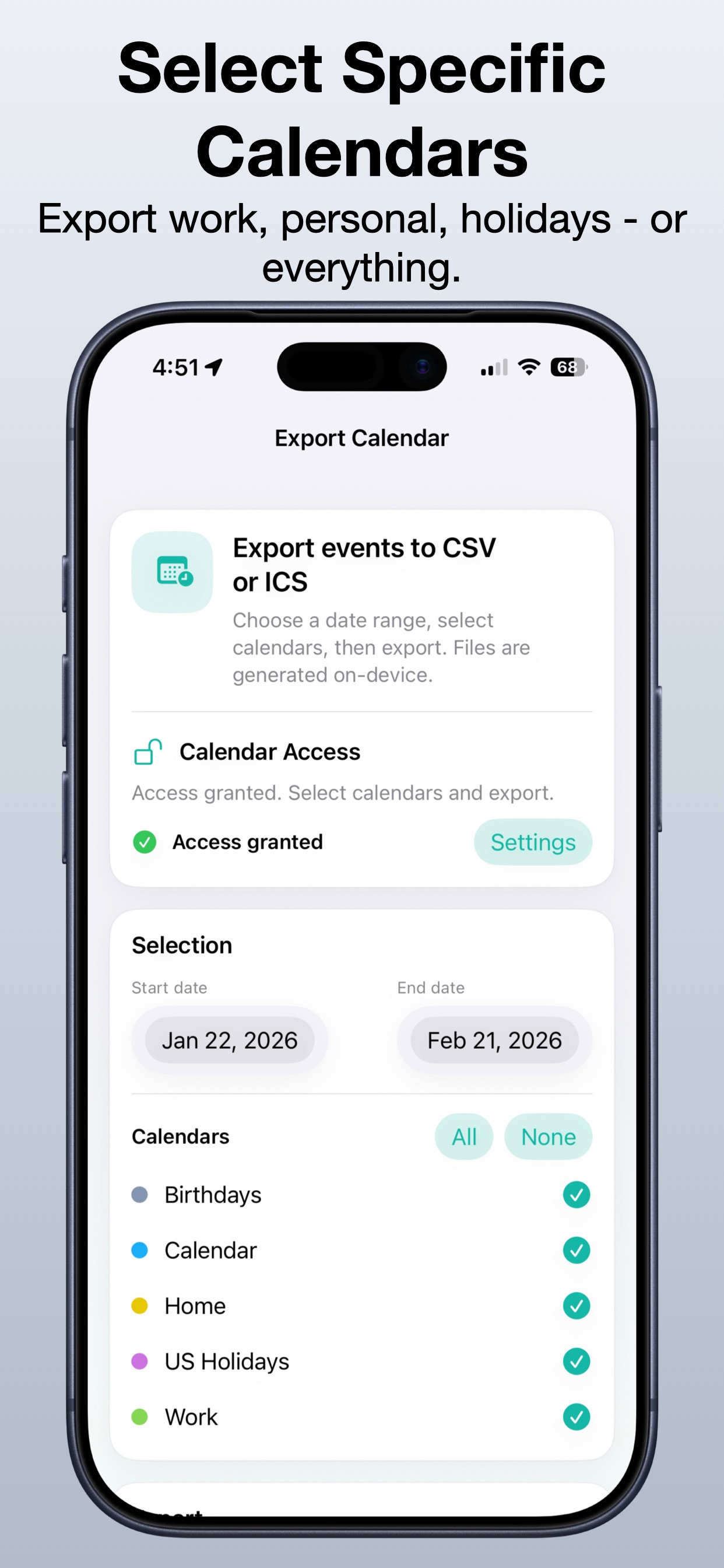 Export Calendar - CSV & ICS screenshot 2