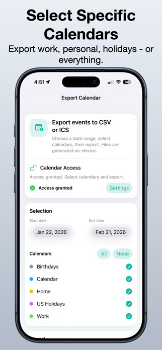 Export Calendar - CSV & ICS Screenshot 2 of 4