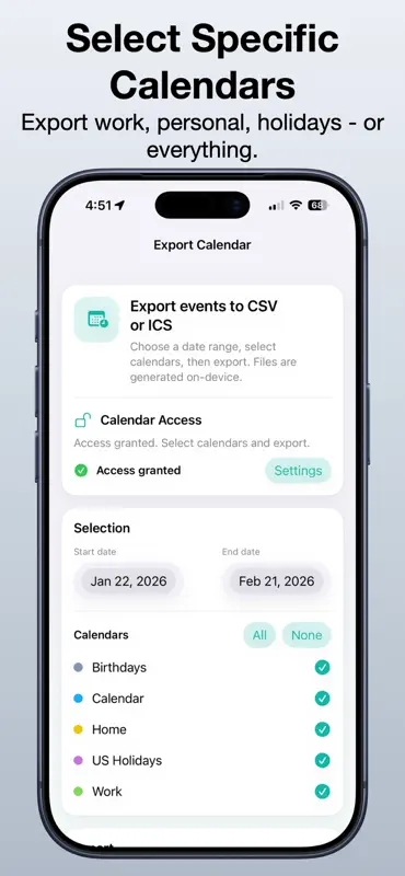 Export Calendar - CSV & ICS screenshot 2 of 4