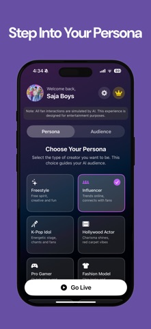 Fake Live stream AI -Fame Live iPhone screenshot