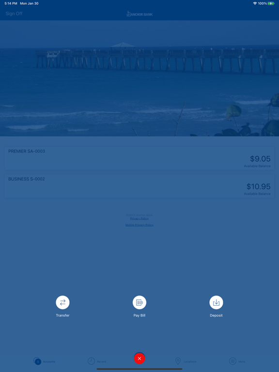 Anchor Mobile Banking iPad screenshot 4 - Finance app