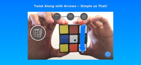 Cube AR - Voyez la puissance de la réalité augmentée avec des flèches directionnelles précises qui se superposent au cube, en synchronisation avec les indicateurs de progression, pour une exécution sans faute des mouvements.