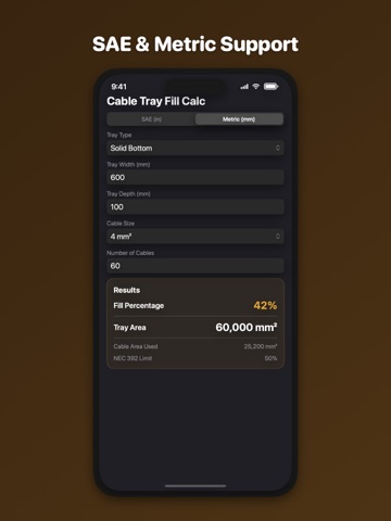 Cable Tray Fill Calc iPad screenshot
