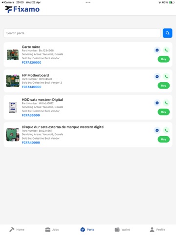 Fixamo iPad screenshot