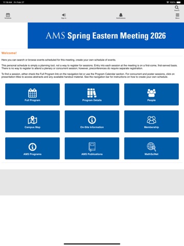 AMS Spring 2026 Eastern iPad screenshot