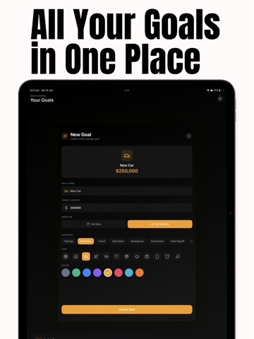 Finey - Financial Goal Tracker iPad screenshot