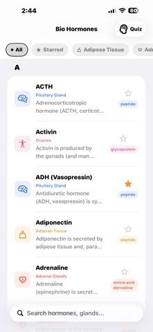 Biology Hormones Screenshot 1 of 9