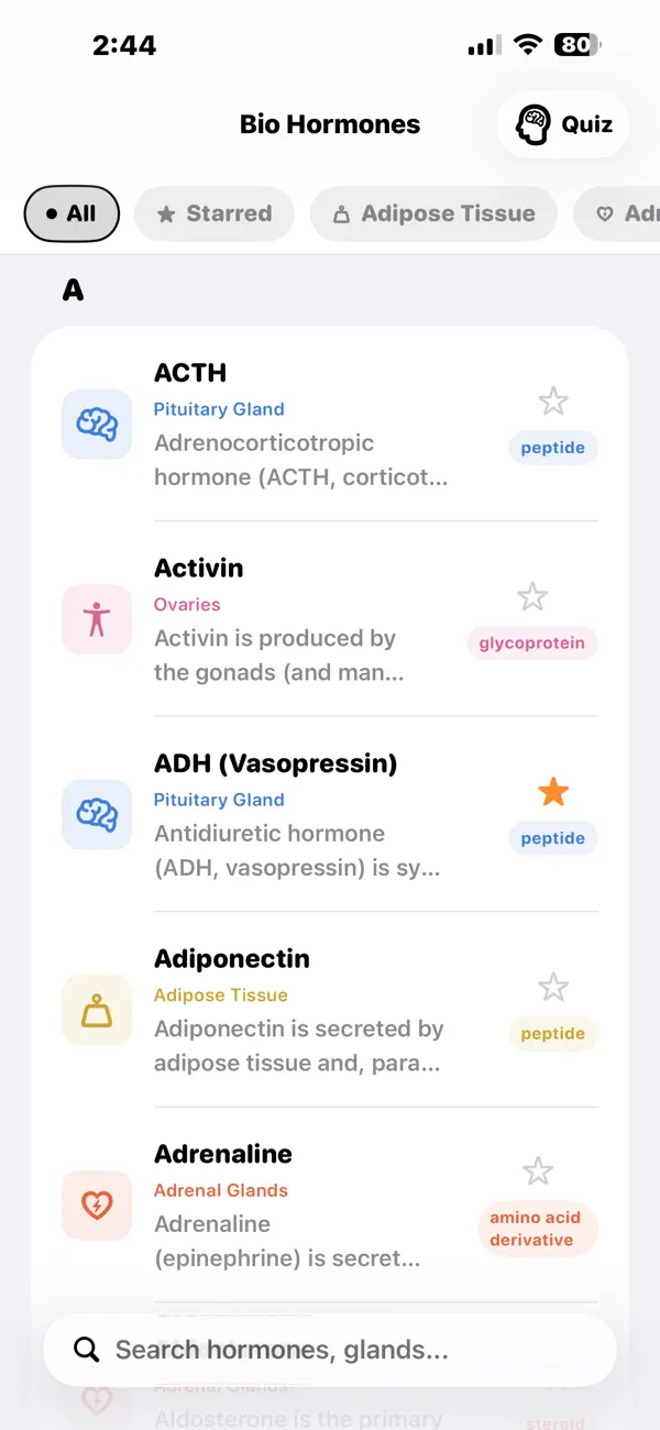 Screenshot #1 pour Biology Hormones