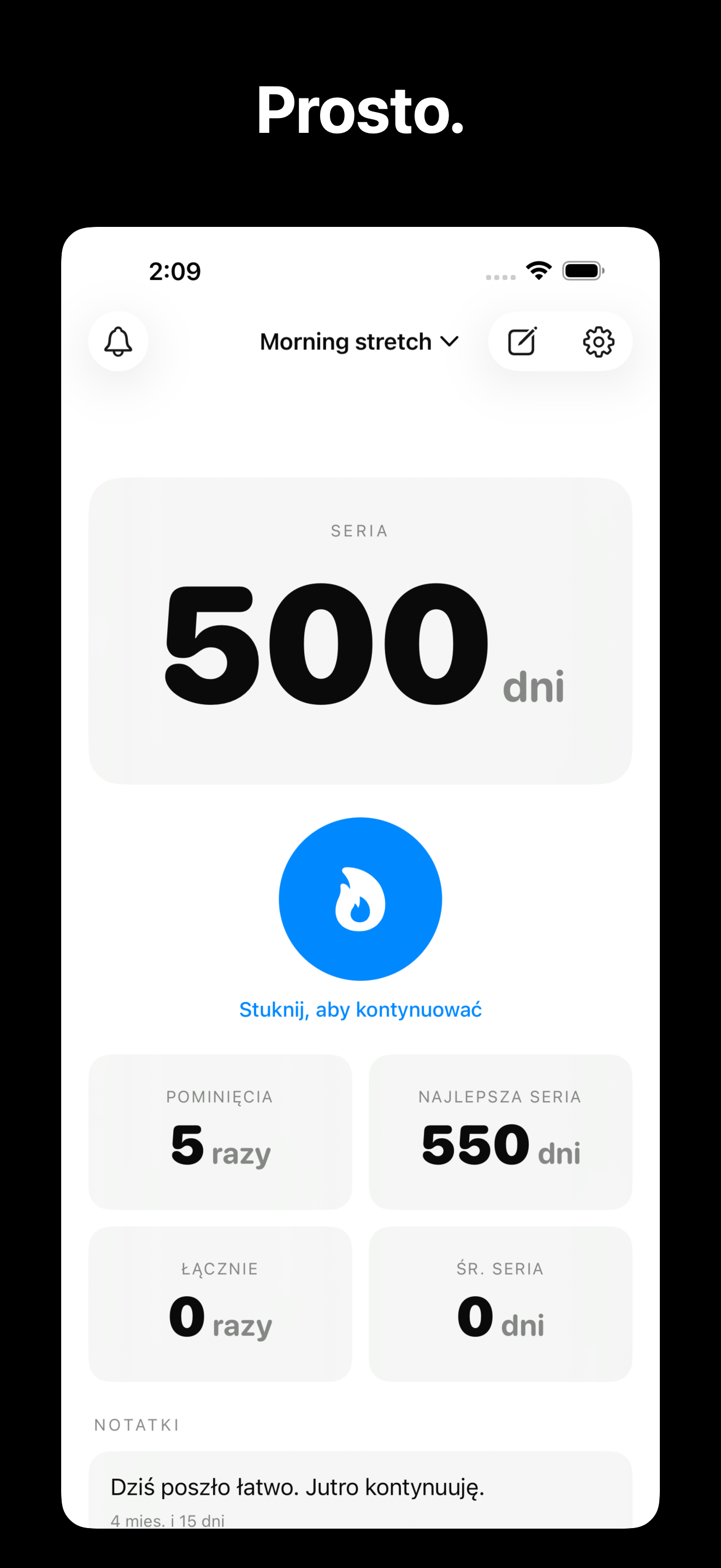 KeepGoing - Habit Tracker iOS screenshot 1 showing app interface