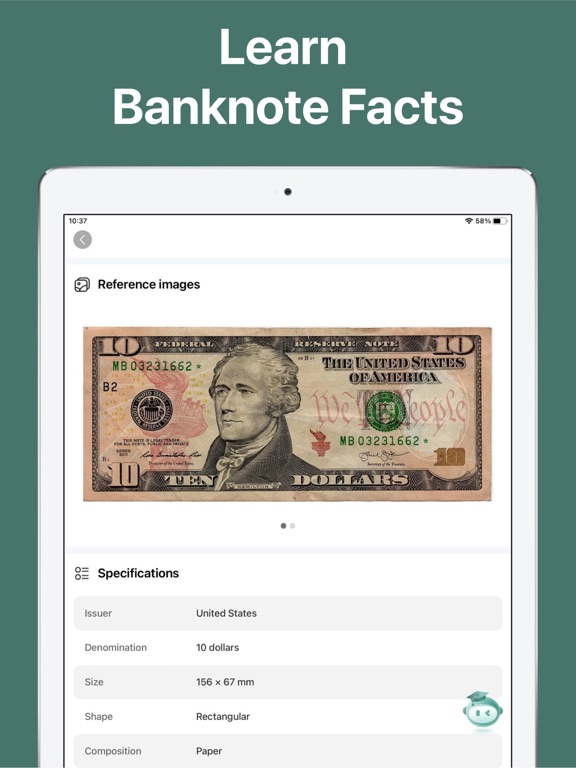 NoteSnap: Banknote Identifier iPad screenshot 5 - Reference app
