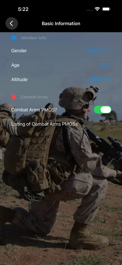 Fitness Calc for Marines screenshot 2