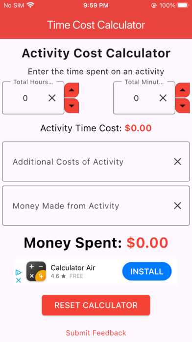 Time Cost Calculator Screenshot