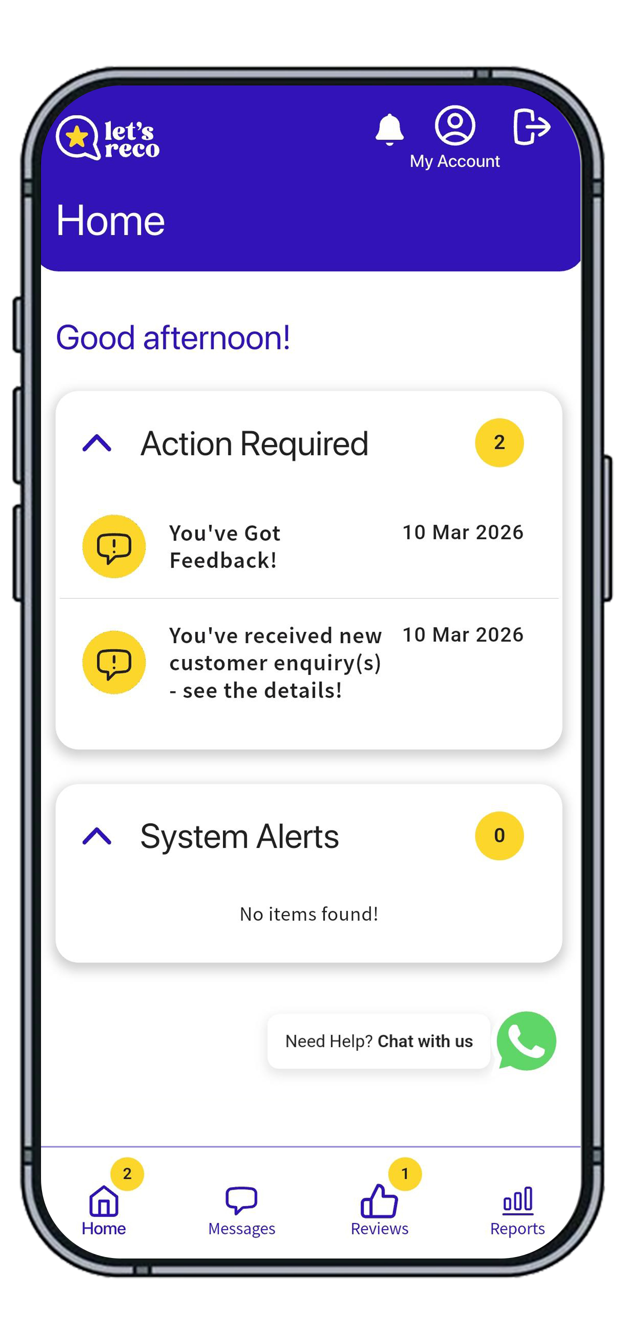 Let's Reco Vendor app