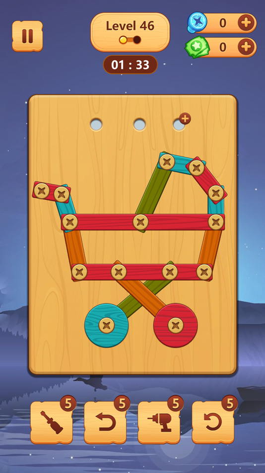 #6. Wood Block Puzzle: Screw Bolts (iOS) By: 成都琥珀川科技有限公司
