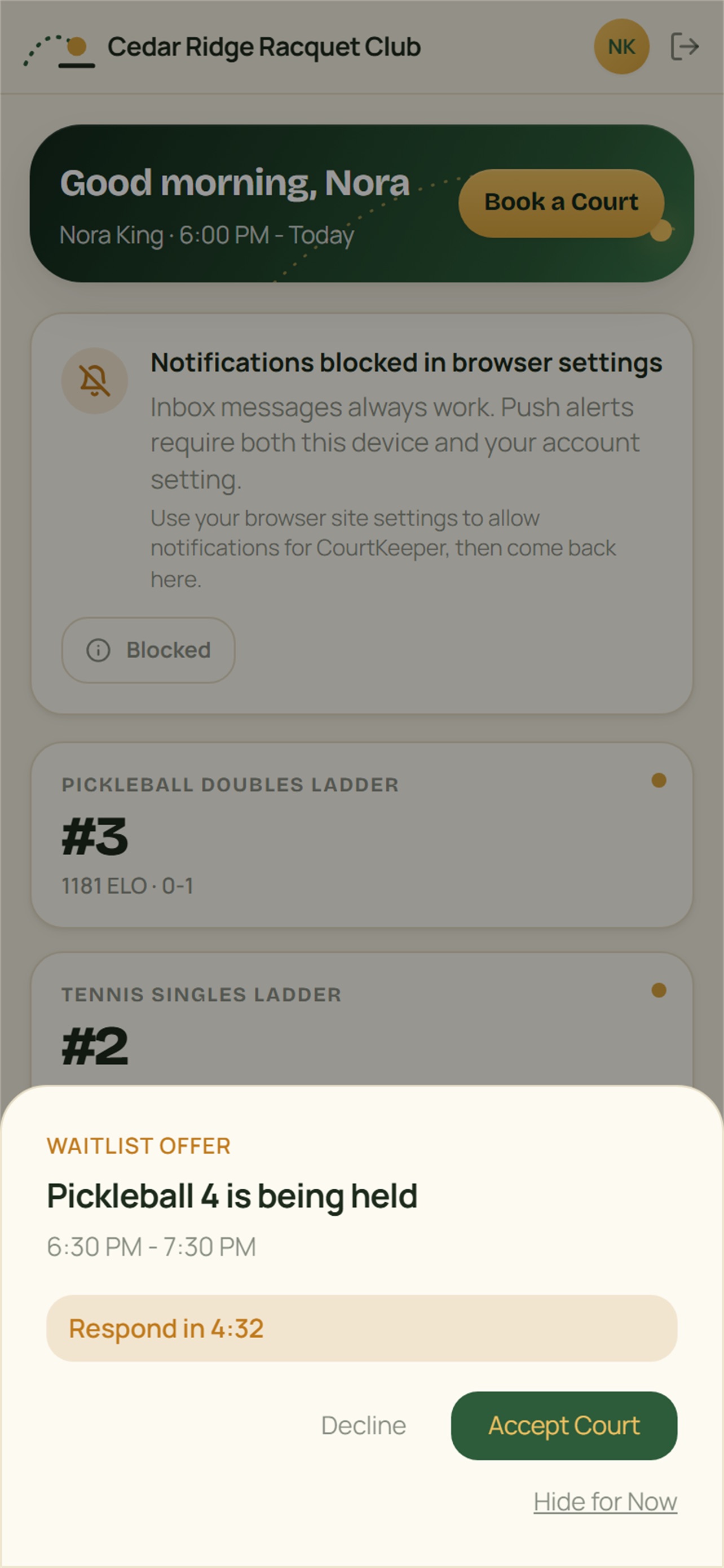 Screenshot 1 of CourtKeeper for Clubs