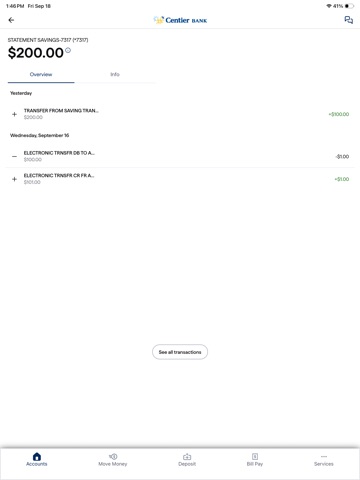 Centier Bank iPad screenshot 4