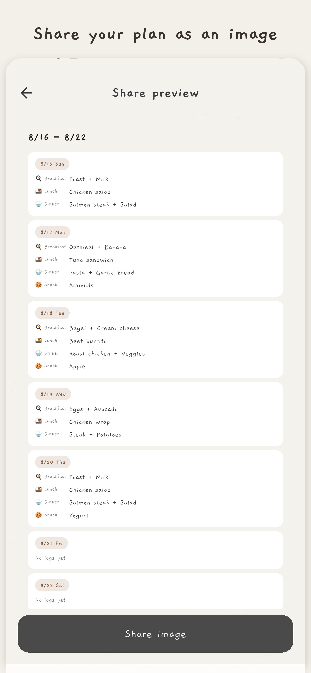 Screenshot 2 of BapDal - Meal Calendar