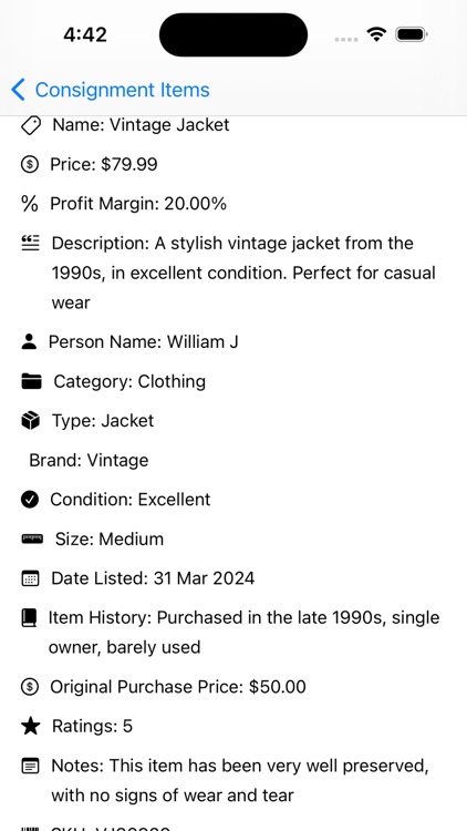 Consignment Shop Catalog