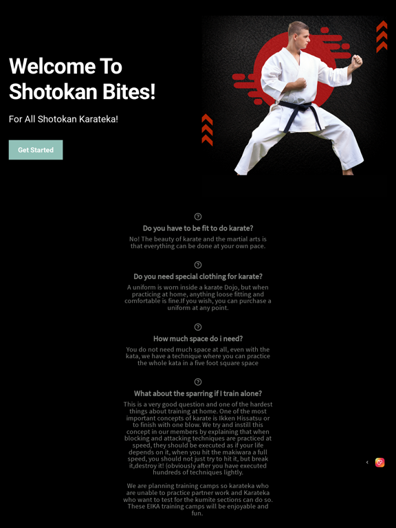 Shotokan Bites iPad screenshot 1 - Health & Fitness app