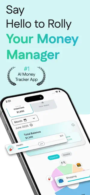 Rolly: AI Budget Money Tracker iPhone screenshot 1