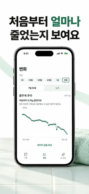 몸무게 기록 - 하루하루 기록해서 건강해지기 screenshot 2