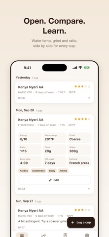 Okiniiri: Coffee Brew Log screenshot 2