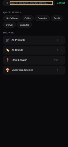 ShrooMap: Find mushroom stores iPhone screenshot