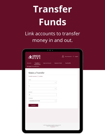 Abacus iMobile Banking iPad screenshot