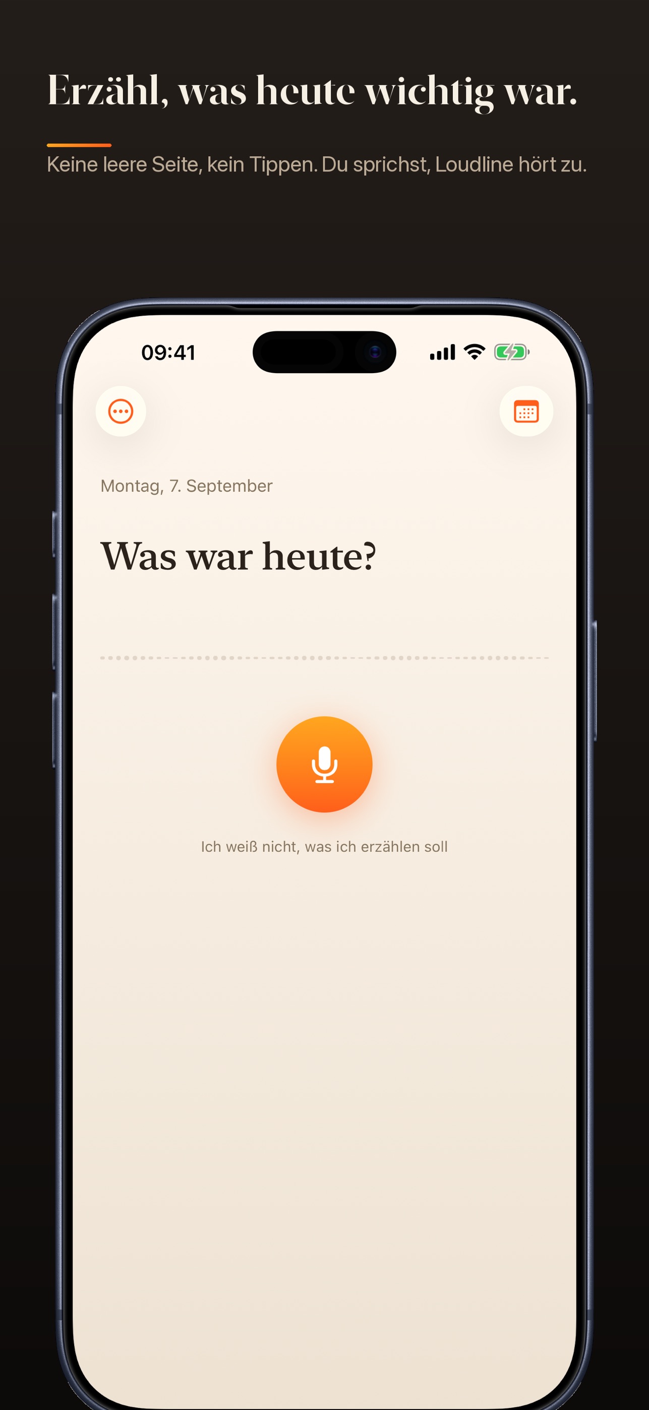 Screenshot 2 of Loudline · Tagebuch sprechen