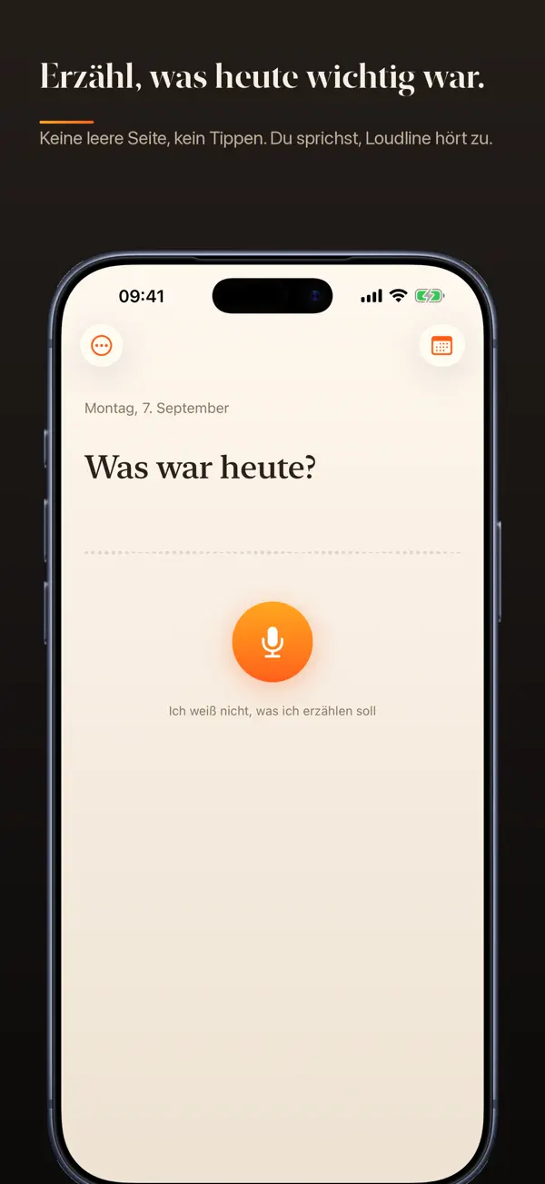 Loudline · Tagebuch sprechen iPhone App Screenshot 2 – Gesundheit & Fitness