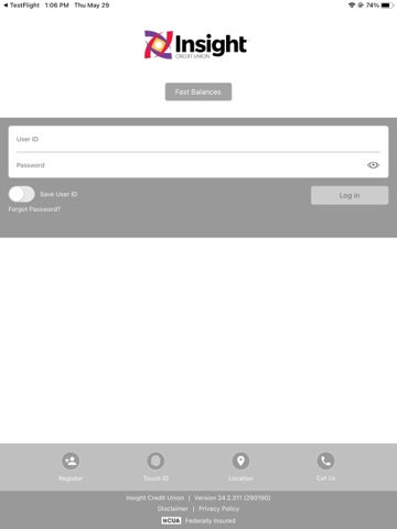Insight Credit Union iPad screenshot