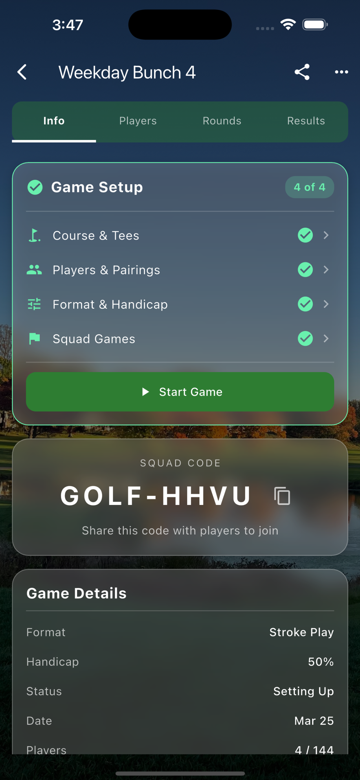 Squad Golf App
