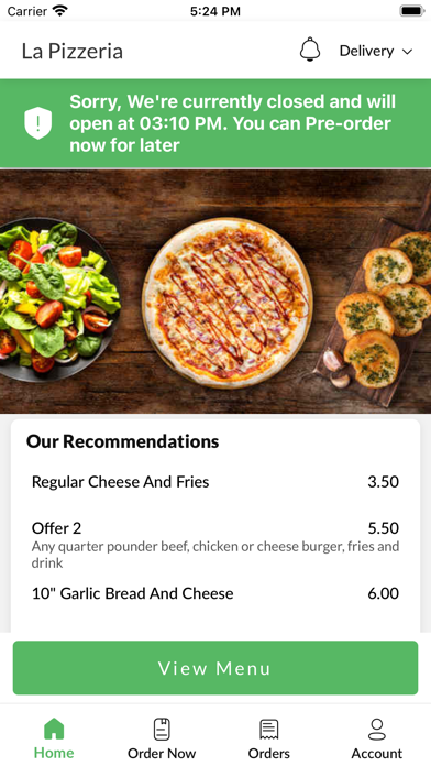 La Pizzeria Bridlington. Screenshot
