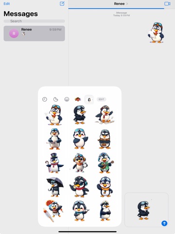 Pilot Penguin Stickers iPad screenshot