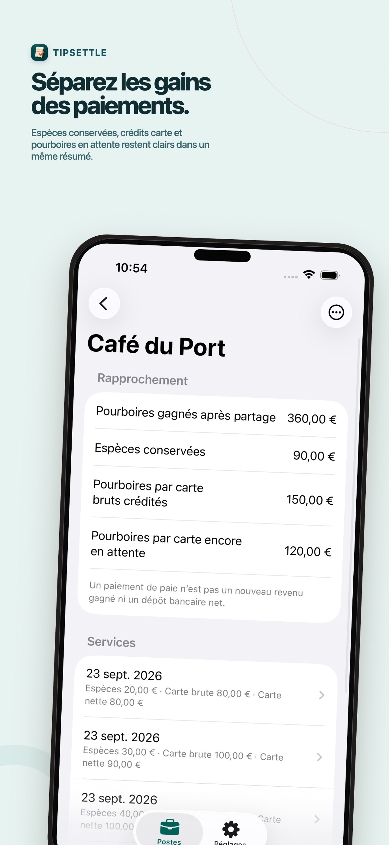 Screenshot 1 of Tipsettle : Pourboires