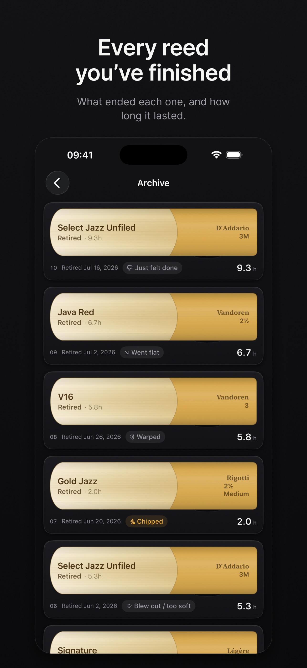 Screenshot 1 of Reedar: Saxophone Reed Tracker