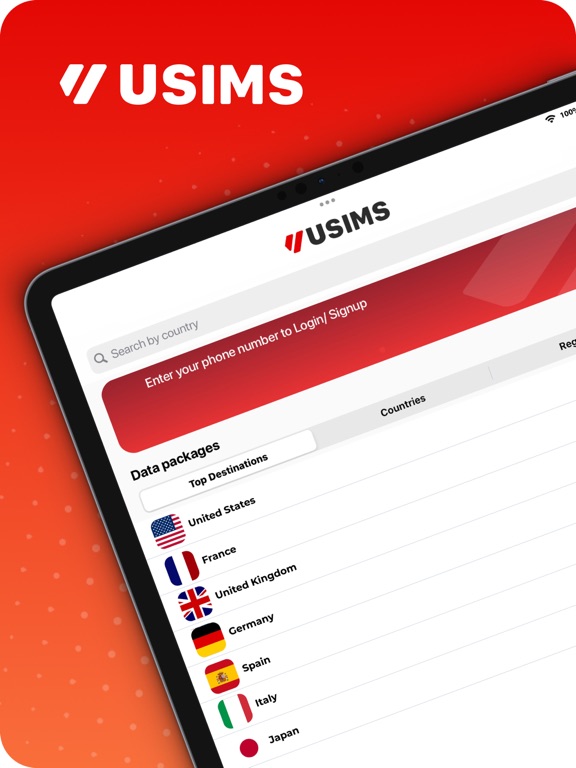 eSIM Travel SIM card: USIMS iPad screenshot 1 - Travel app