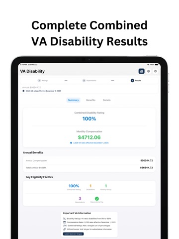 VA Disability iPad screenshot