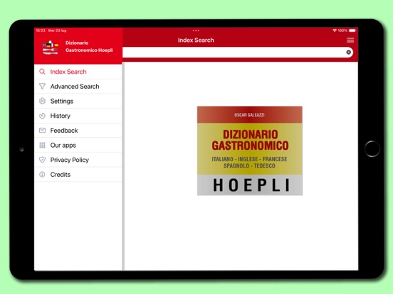 Hoepli Gastronomy Dictionary iPad screenshot