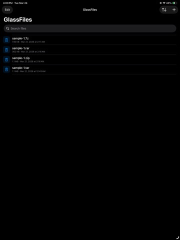 GlassFiles iPad screenshot