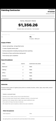PaintPro - Painting Estimates iPhone screenshot