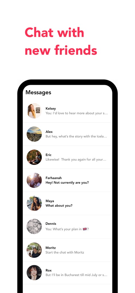 Nomad & Solo Travel－Fairytrail - The "Messages" interface enables real-time communication with potential travel buddies, offering clear individual chat previews for seamless conversations.