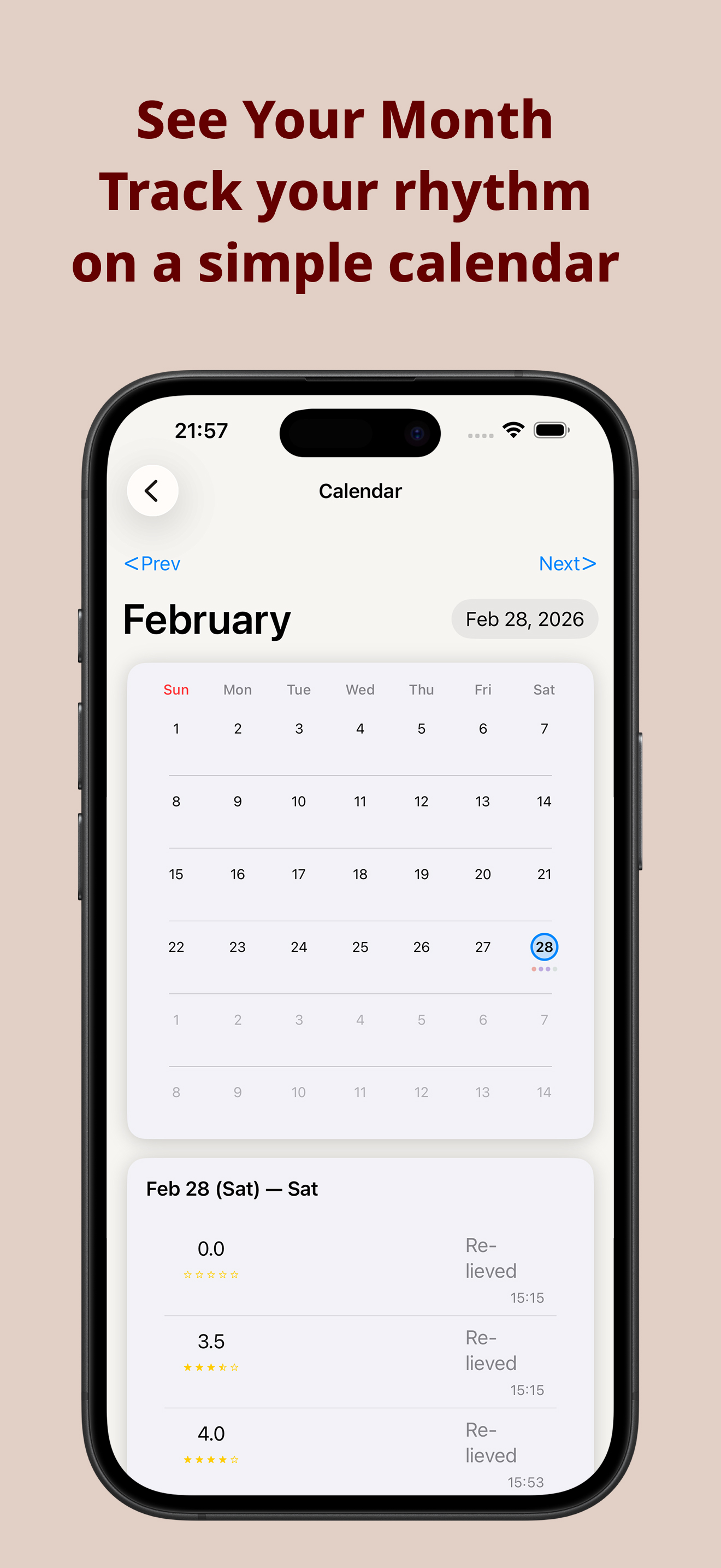 Rhythm – Daily Log Calendar