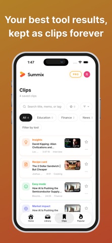 Summix: AI Video Summaries iPhone screenshot